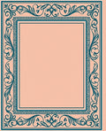 Elegant Teal Scrolling Floral Border Rug