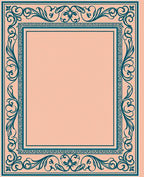 Elegant Teal Scrolling Floral Border Rug