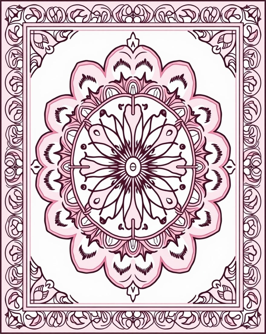 Delicate Pink Mandala Floral Pattern Rug