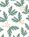 Pine Branches with Golden Stars Rug