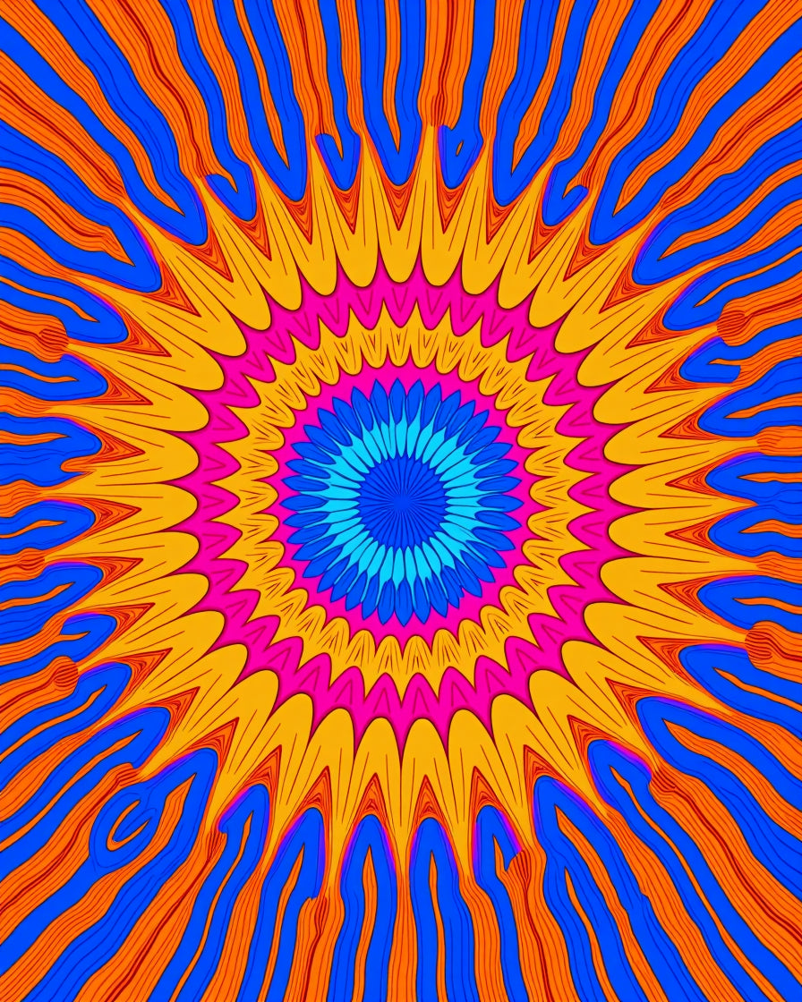 Vibrant Abstract Psychedelic Pattern Rug