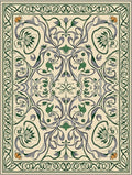 Cream Olive Green Floral Swirl Rug