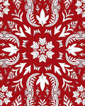 Crimson Scarlet Folk Art Floral Medallion Rug