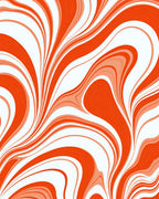 Orange Curving Stripe Abstract Rug