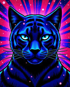 Vibrant Blue Neon Cat Rays Rug