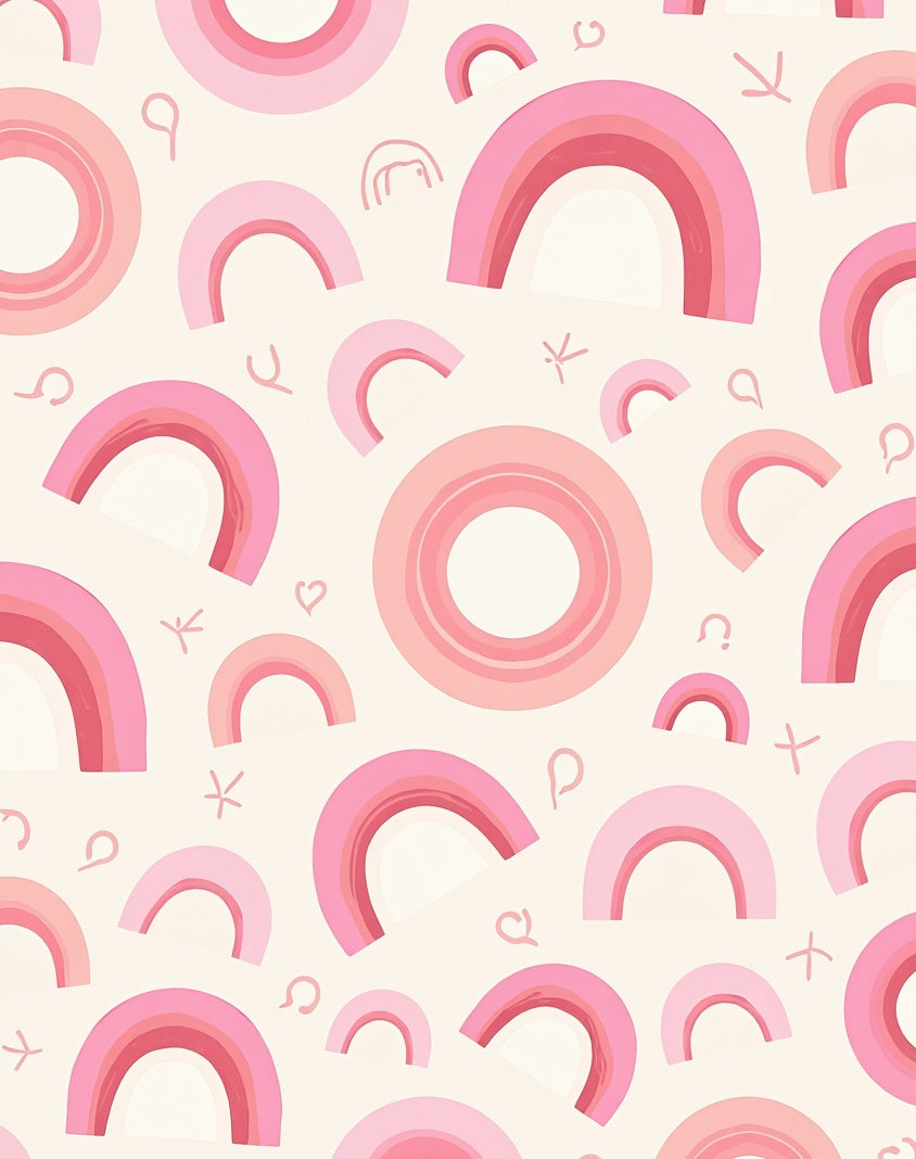 Playful Pink Rainbow Patterned Rug