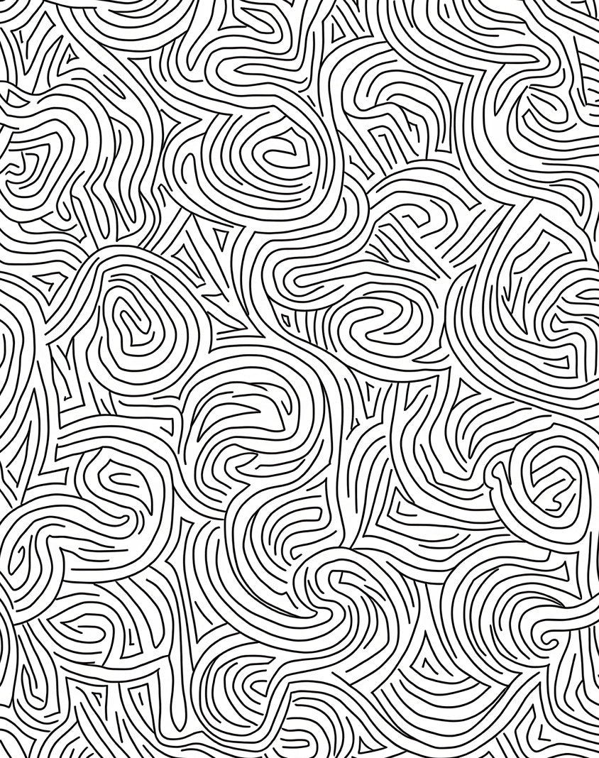 Abstract Swirls Line Art Rug