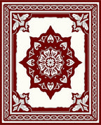 Detailed Floral Medallion Border Pattern Rug