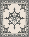 Grey Cream Ornamental Medallion Rug