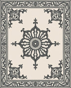 Grey Cream Ornamental Medallion Rug