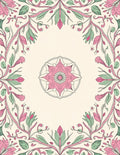 Pink Green Floral Mandala Pattern Rug