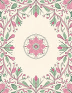 Pink Green Floral Mandala Pattern Rug
