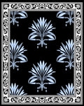 Art Deco Floral Patterned Black Rug