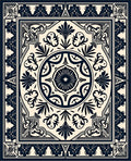 Intricate Floral Medallion Border Rug