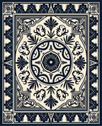 Intricate Floral Medallion Border Rug