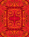 Vibrant Orange Red Floral Mandala Rug