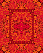 Vibrant Orange Red Floral Mandala Rug