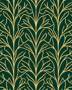 Art Nouveau Green gold Floral Pattern Rug