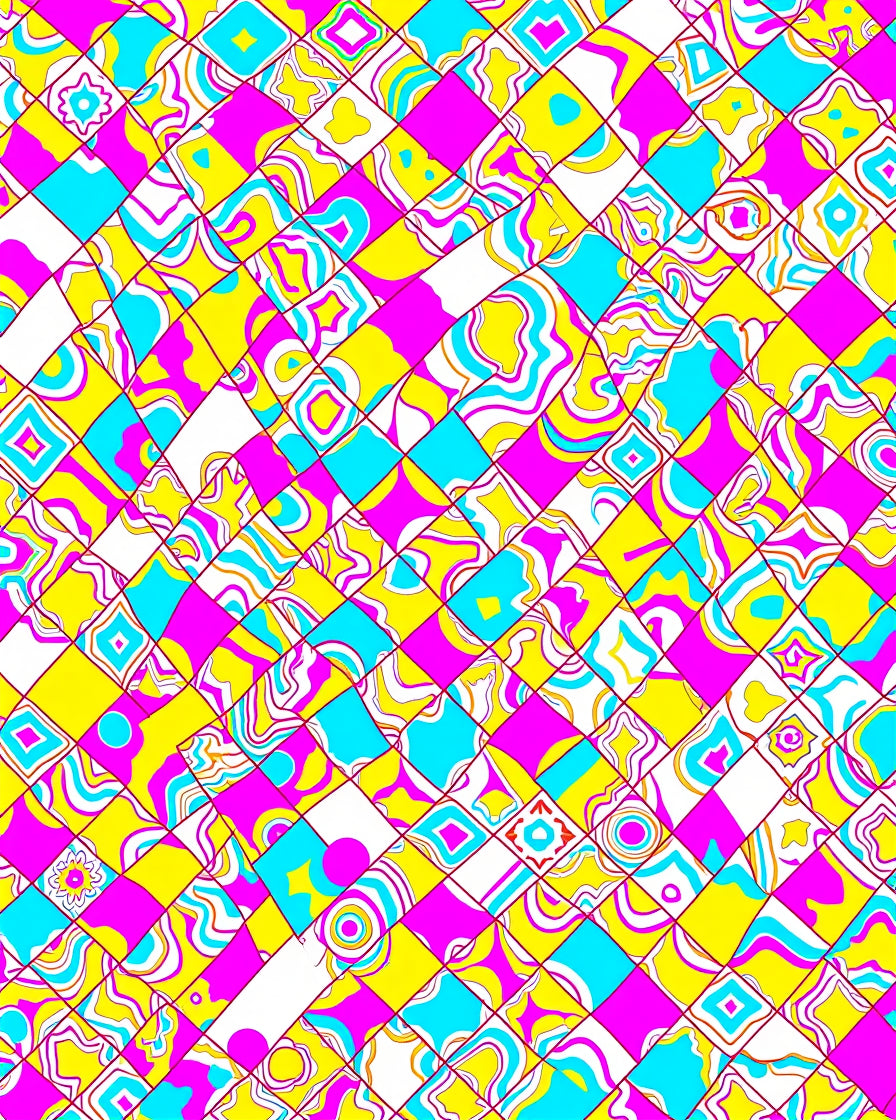 Bright Checkerboard Abstract Pattern Rug