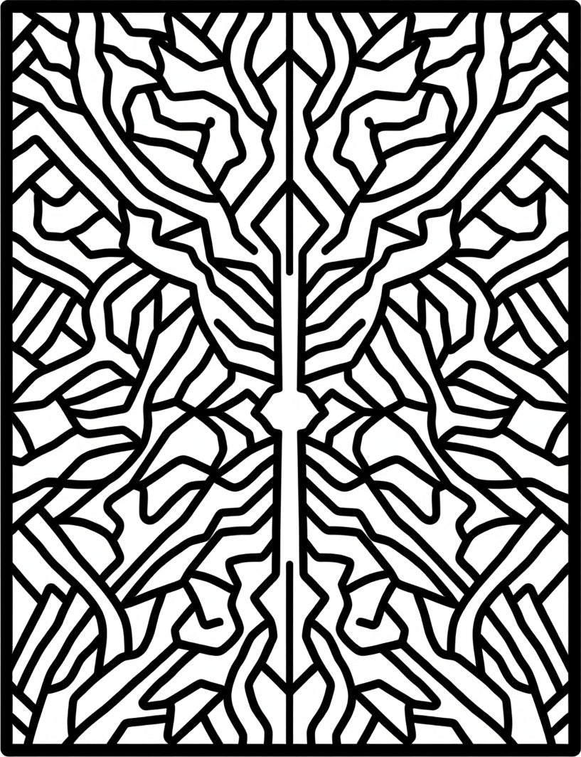Abstract Black White Organic Lines Rug