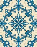 Ornate Teal Floral Motif Rug