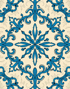 Ornate Teal Floral Motif Rug