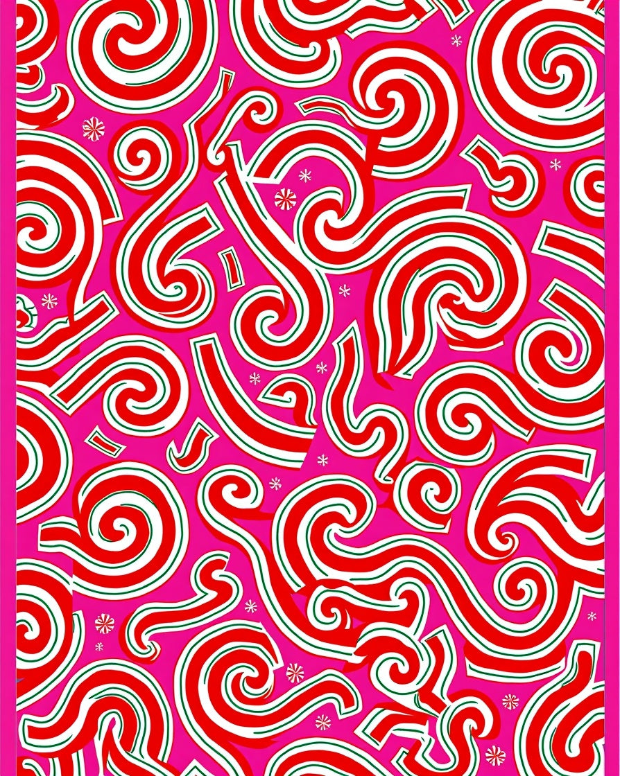 Pink Swirls Candy Cane Stripes Rug