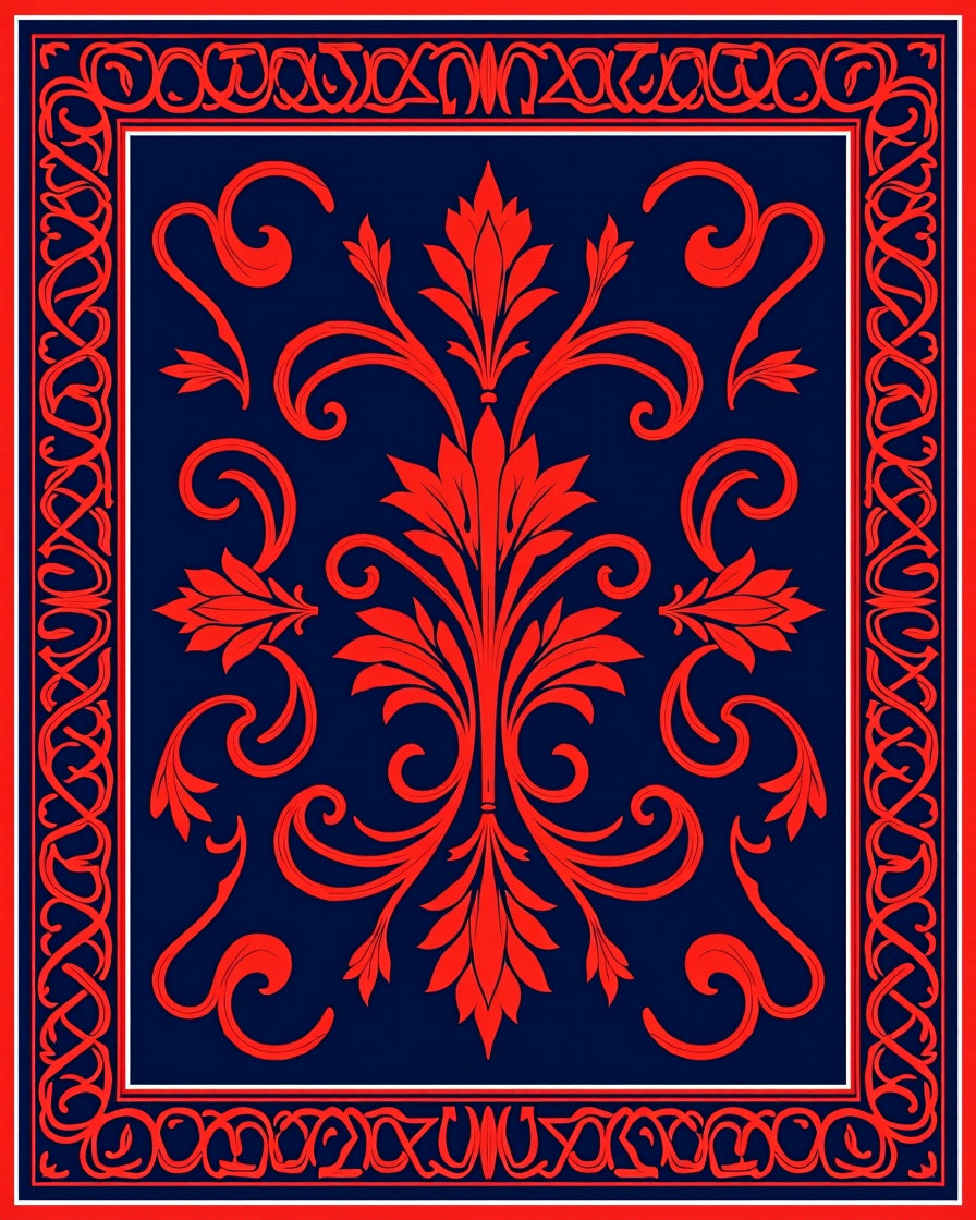 Bold Red Floral Classic Design Rug