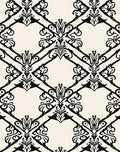 Classic Black White Scrolling Damask Pattern Rug