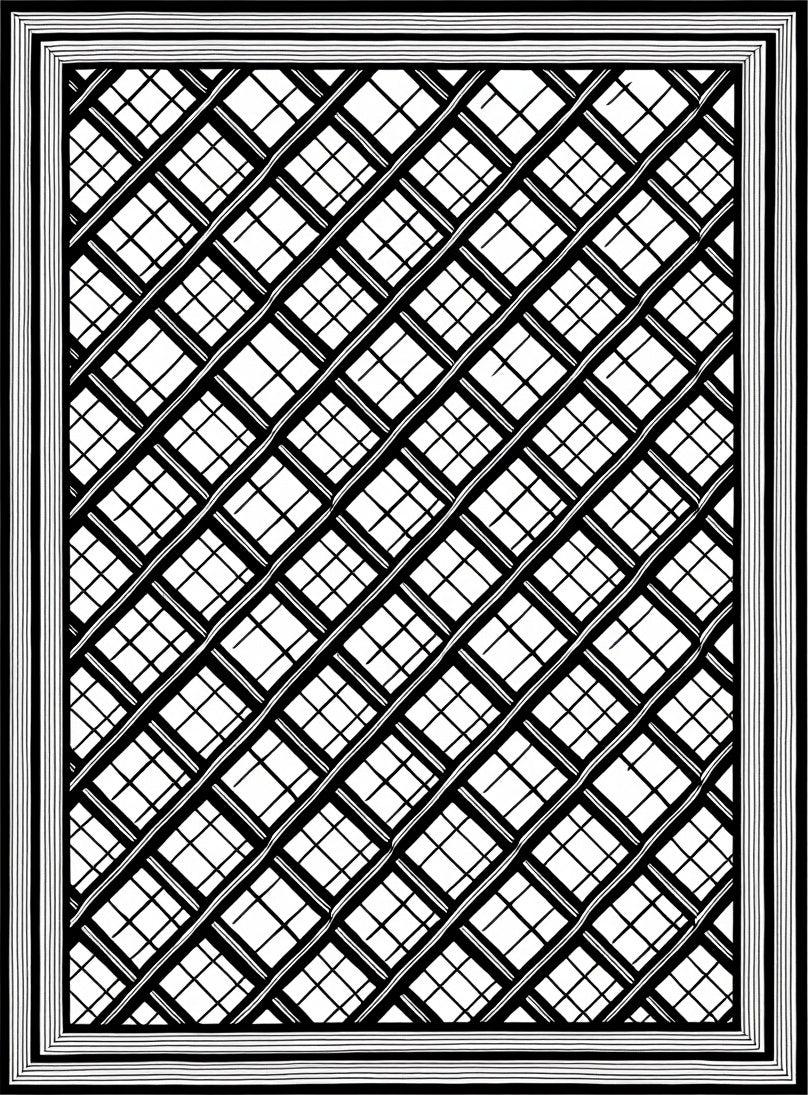 Geometric Plaid Linear Grid Design Rug