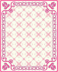 Delicate Pink Floral Lattice Border Design Rug