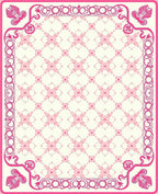 Delicate Pink Floral Lattice Border Design Rug