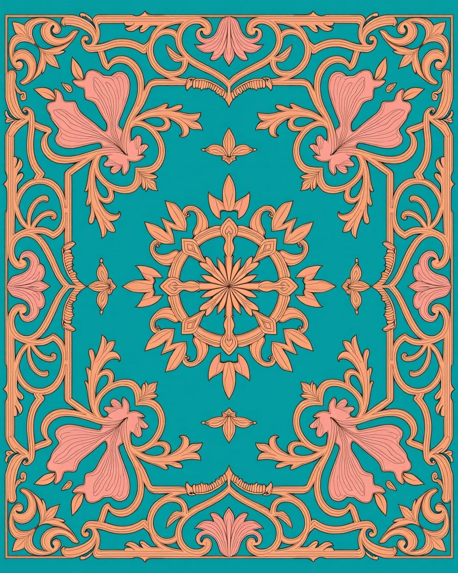 Floral Medallion Art Nouveau Rug