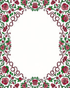 Whimsical Pink Rose Garden Frame Rug