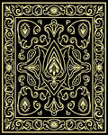 Elegant Black Gold Floral Pattern Rug