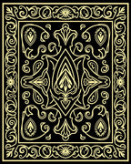 Elegant Black Gold Floral Pattern Rug