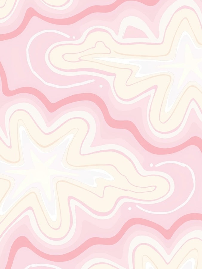 Abstract Pink Cream Swirl Pattern Rug