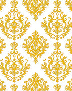 Golden Damask Flourish Pattern Rug