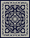 Ornate Floral Symmetry Navy Rug