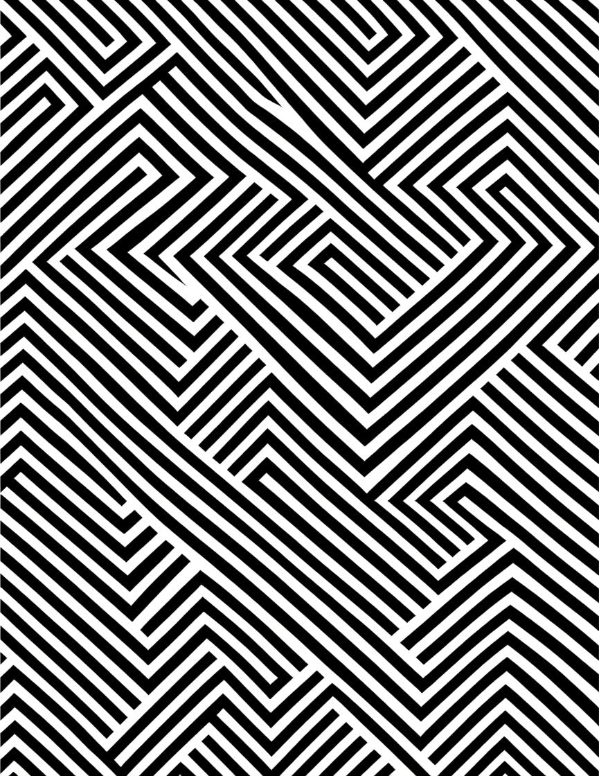 Bold Black White Geometric Maze Rug