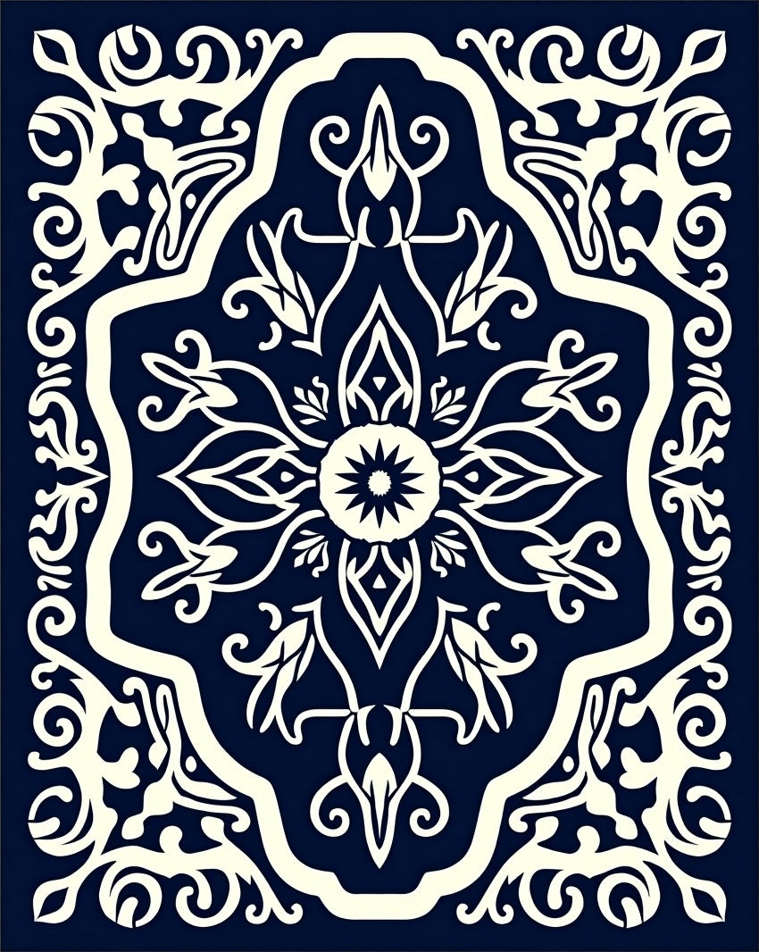 Intricate Floral Medallion Pattern Rug