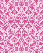 Pink Floral Scroll Pattern Rug