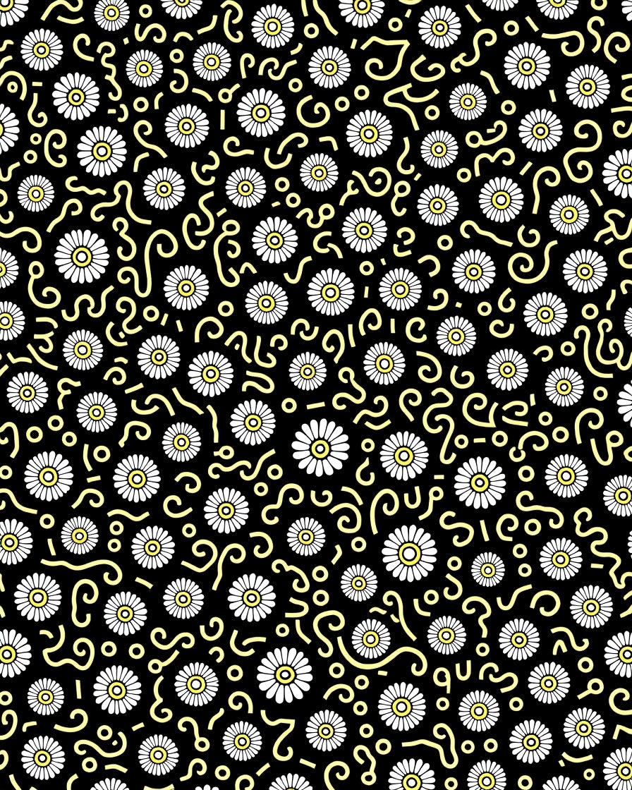 Whimsical Daisy Pattern with Swirls Rug