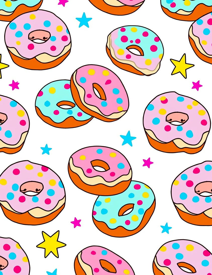 Playful Donut Star Pattern Rug
