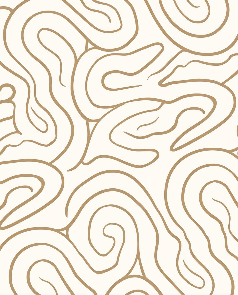 Abstract Swirl Cream Gold Pattern Rug
