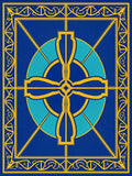 Bold Golden Geometric Cross Design Rug