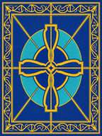 Bold Golden Geometric Cross Design Rug