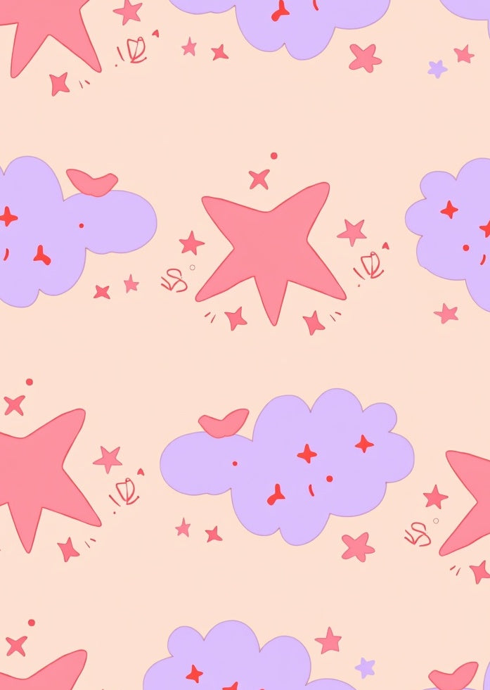 Whimsical Clouds and Star Pattern Rug