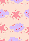 Whimsical Clouds and Star Pattern Rug