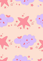 Whimsical Clouds and Star Pattern Rug